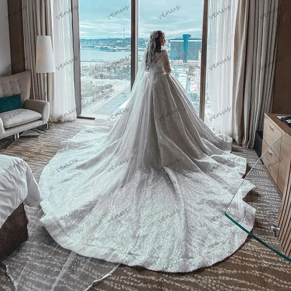 Pretty Wedding Dresses Gorgeous Bridal Gowns Lace Appliques Full Sleeves Robes Princess Pretty Vestidos De Novia Customized 2025 2
