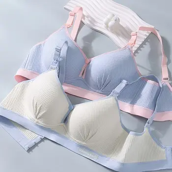 Durable Double Buckle Nursing Bra Anti-sagging Breathable Maternity Bra Convenient Push-up Nursing Bralette for Breastfeeding