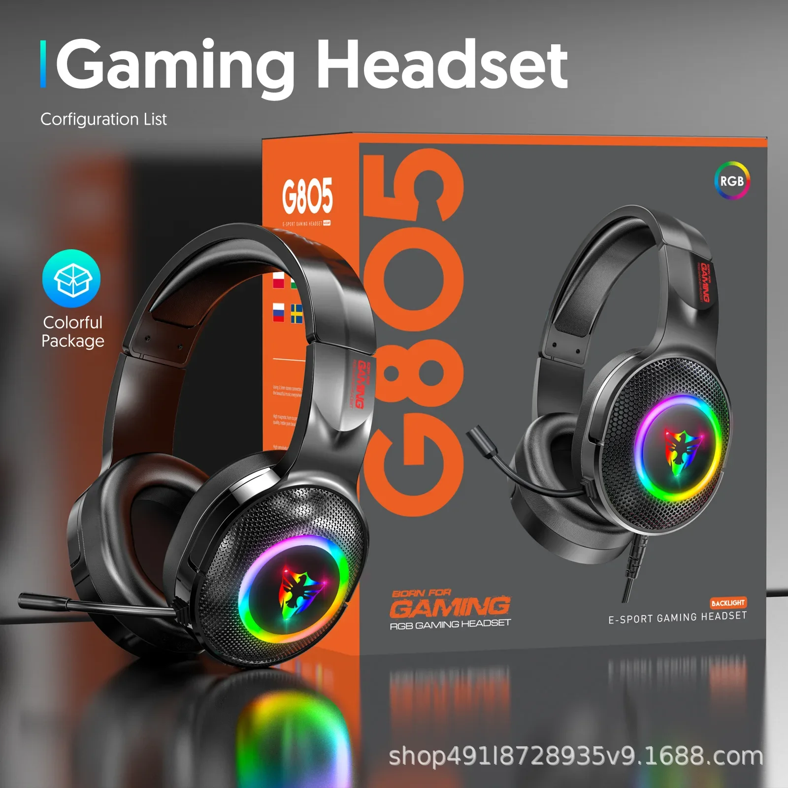 

Gaming Headphone G803 USB7.1 RGB 3.5mm Surround Sound Computer PC Headset Earphones Microphone for PS4 Switch Xbox-one PC