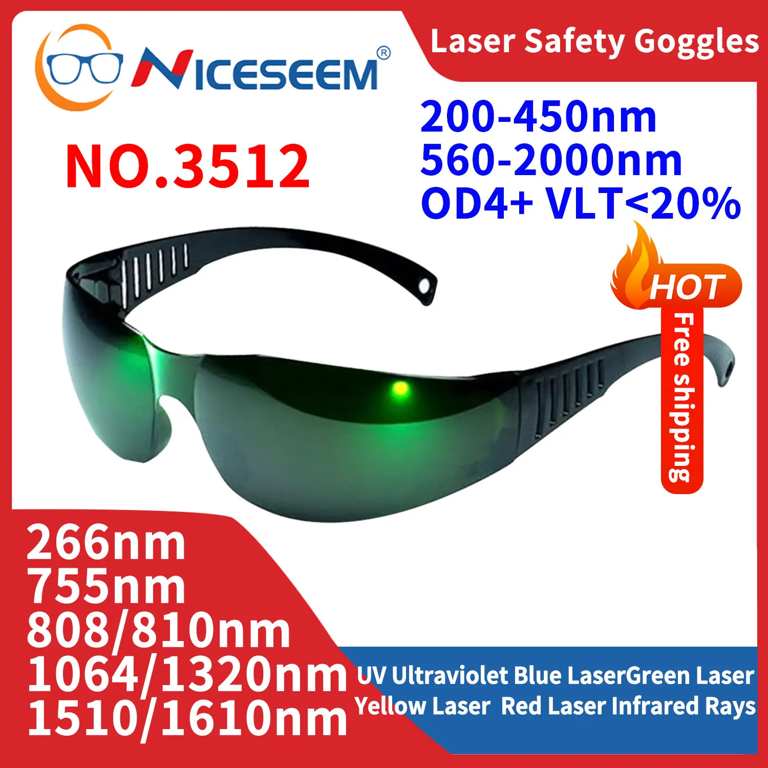 Lead Goggles Radiation Glasses Protective Safety Laser Infrared UV IR IPL Hair FPV Welding Protector Eyewear 200-450 560-2000nm