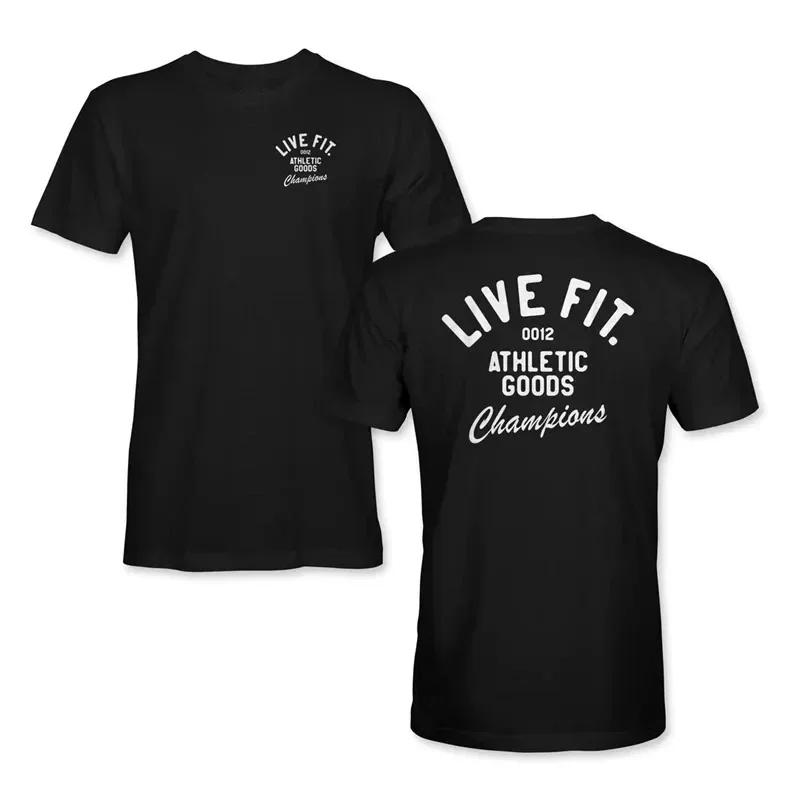 2023 New High Elasticity Cotton Summer Mens Gym T Shirt Fitness Bodybuilding Letter Print Abbigliamento Maschile Brand Tee Tops M-4Xl