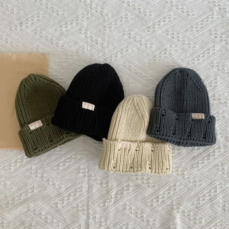 Hats Boys and girls autumn and winter warm scarf two-piece thick windproof woolen hat
