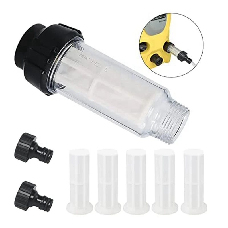 Water filter garden hose Water filter garden hose 3/4 Inch water pre-filter filter set with 5 inserts + 2 quick adapters