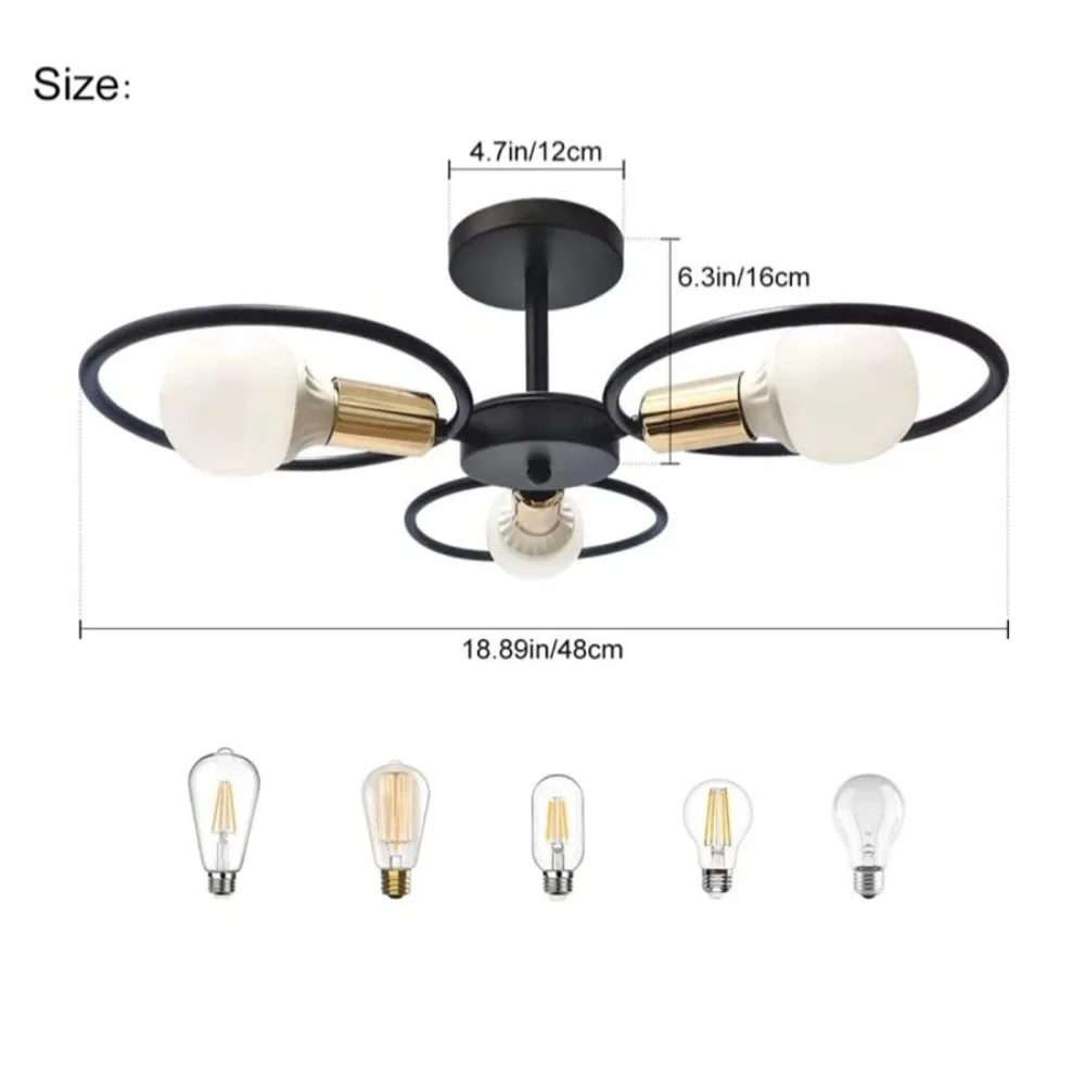 Modern Minimalism Nordic Pendant Lights Simplicity Iron Ceiling Lamp Multiple Heads E27 Chandelier Black Gold Lighting Fixture