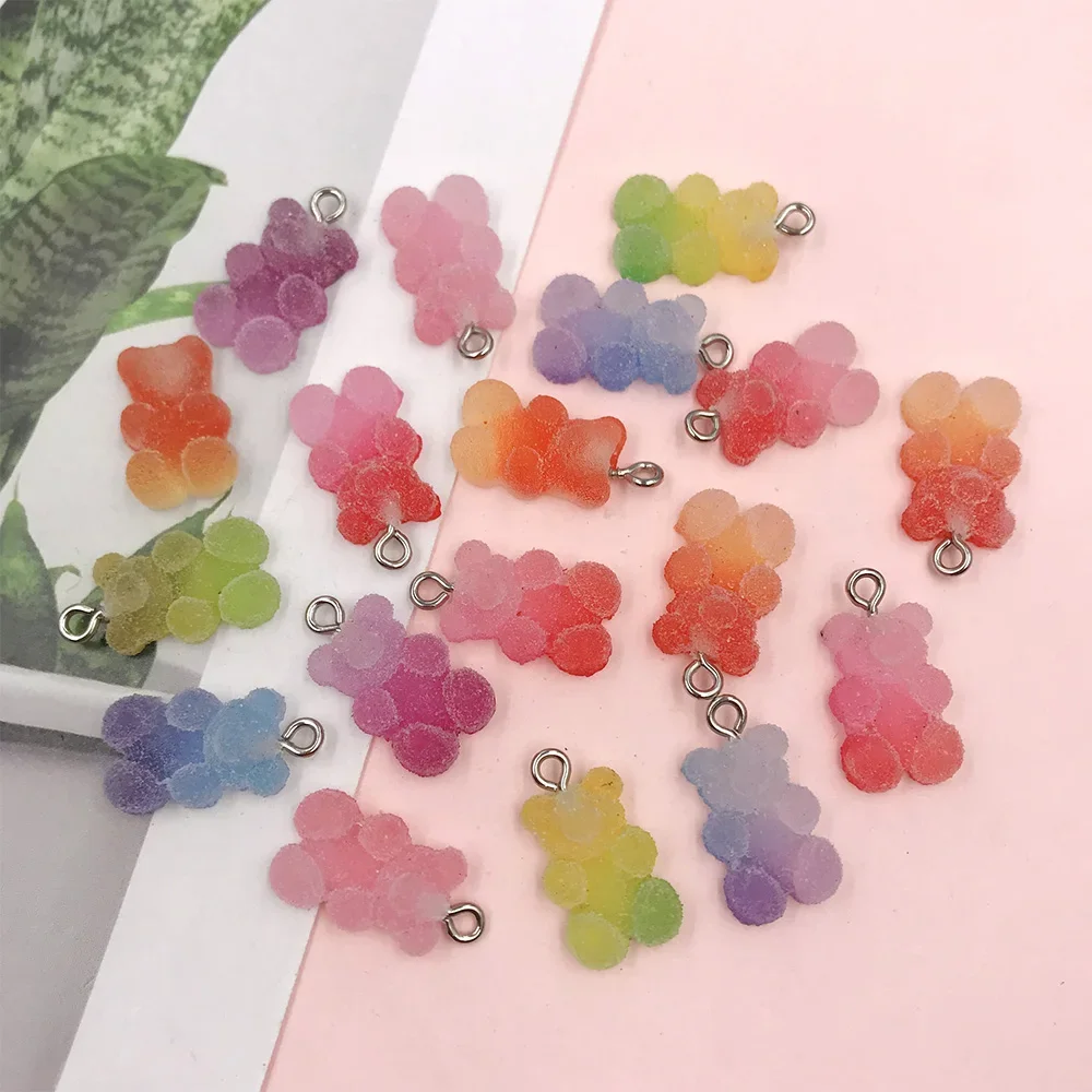 

20Pcs Kawaii Resin Soft Gummy Bear Candy Charms Pendants for Earrings Necklace Bracelet Accessories DIY Jewelry Making 17*12mm