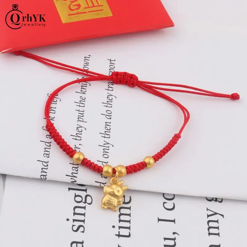 1Pc Chinese Dragon Charm Red String Bracciale Donna Uomo 2024 Fashion Metal Animal Lucky Jewelry Miglior Regalo