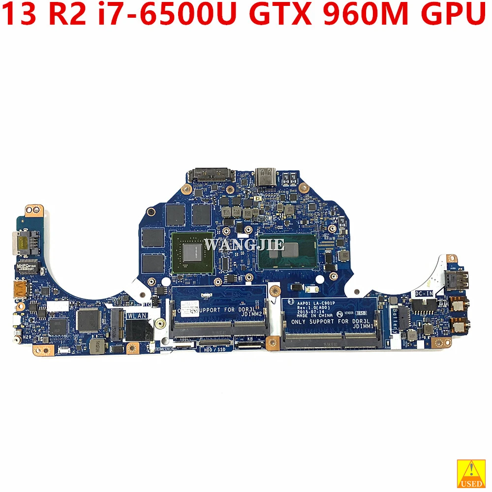 Ricondizionato Per La Scheda Madre Del Computer Portatile Dell Alienware 13 R2 Nhyx3 0 Nhyx3 Cn-0Nhyx3 La-C901P W I7-6500U Cpu Gtx 960M Gpu Ddr3L