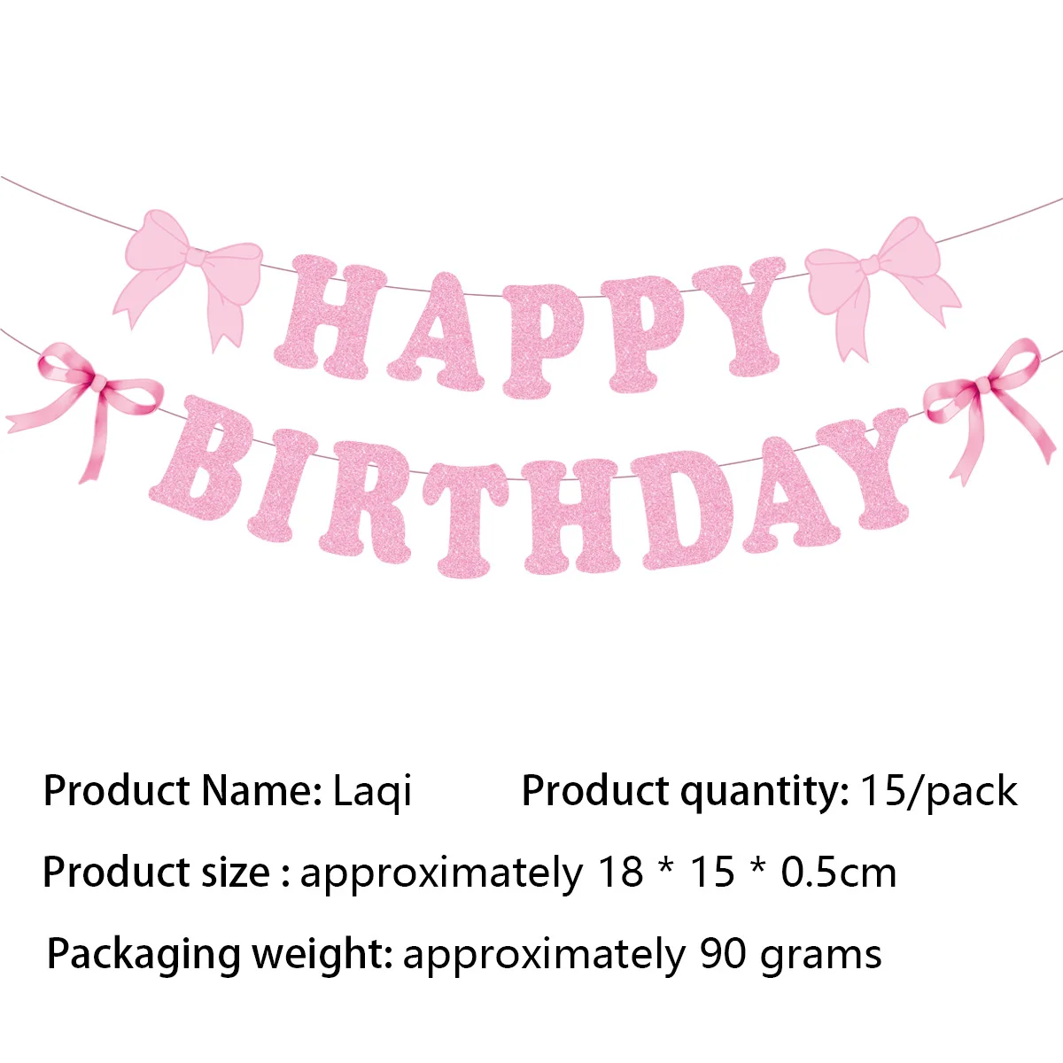 Pink Bow Themed Hanging Decor Banner Swirl for Girls' Birthday or Baby Shower Decorations