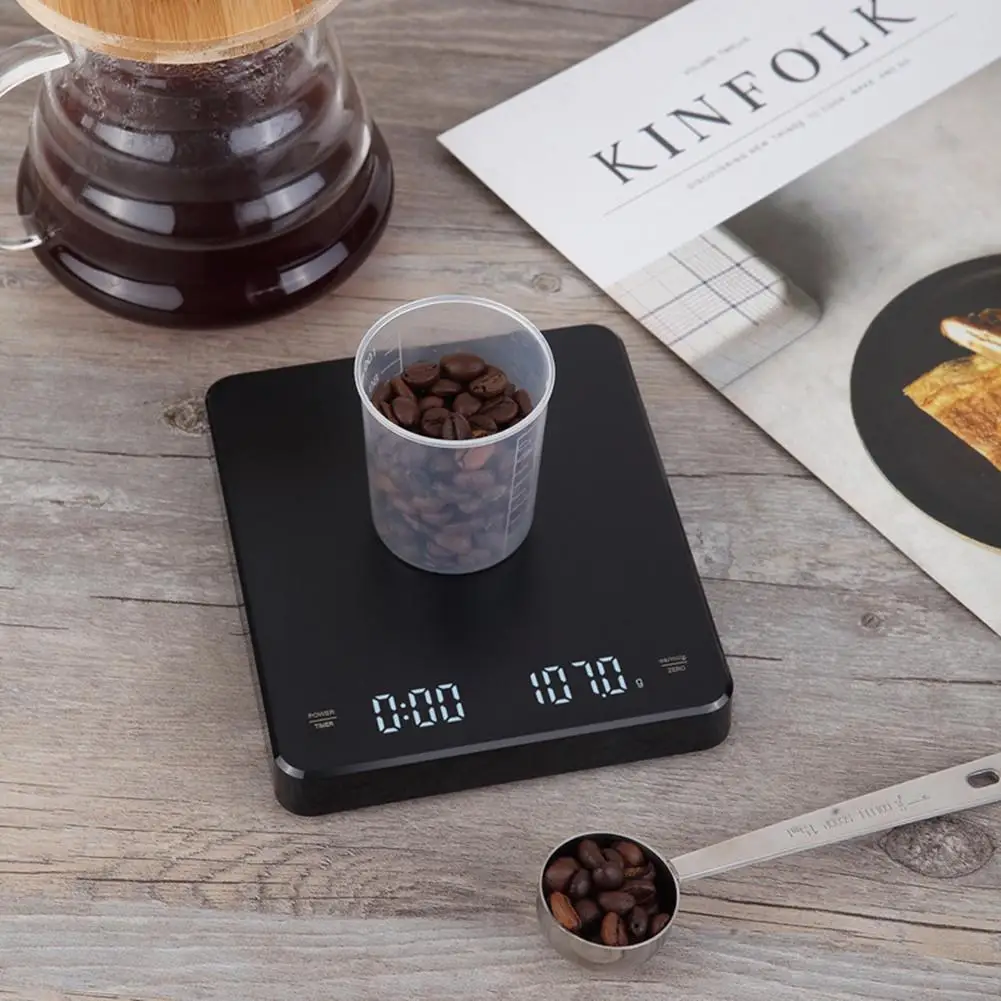 3kg/0.1g Digital Coffee Scales 400mah Large Capacity Battery Usb Rechargeable Led Display Espresso Scale With Timer