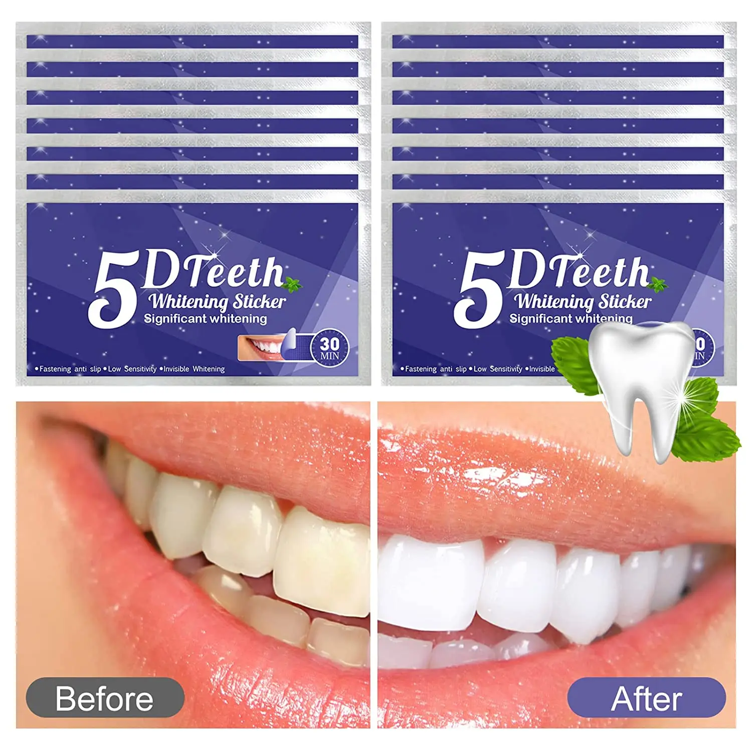 Полоска для отбеливания зубов, набор для отбеливания зубов 5D без скольжения, полоски для отбеливания зубов для чувствительных зубов | AliExpress