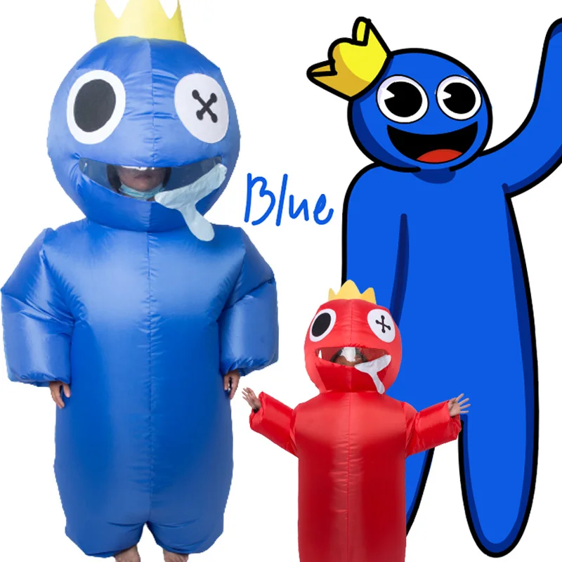 Blue Rainbow Friends Costume Inflatable Child Kids Girl Men Adults Boy  Women Disfraz Inflable Mascot Halloween Cosplay Carnival