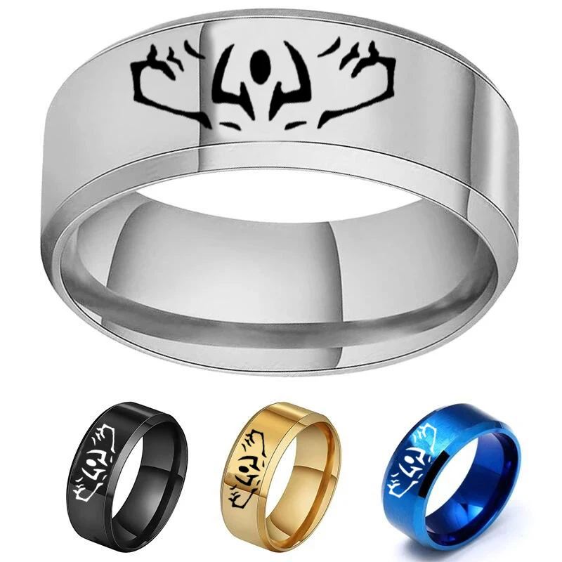 Anime Jujutsu Kaisen Ryomen Sukuna Itadori Yuji Stainless Steel Ring Cosplay Party Men Women Jewelry Prop Accessories Gift stainless steel ring finger ring jewelry accessories