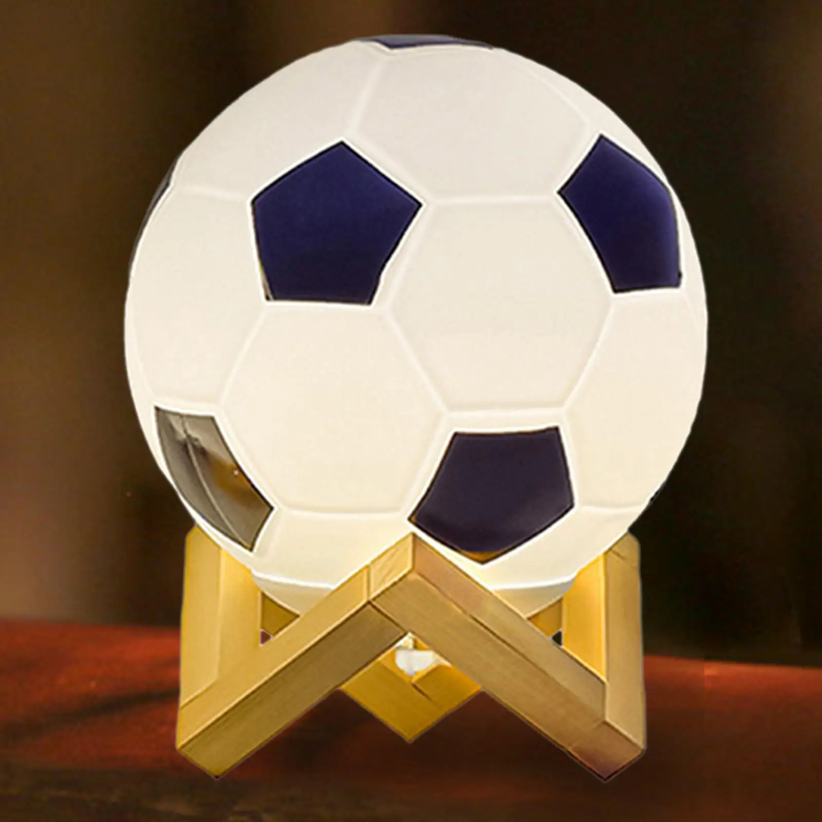 

Football Lamp Table Lamp Warm Light Wood Base for Bedroom Study Home Decor