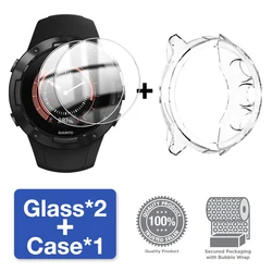 Premium Accessory Set: Tempered Glass Screen Protector & Soft TPU Protective Bumper Cover - Suunto 9 (Clear)