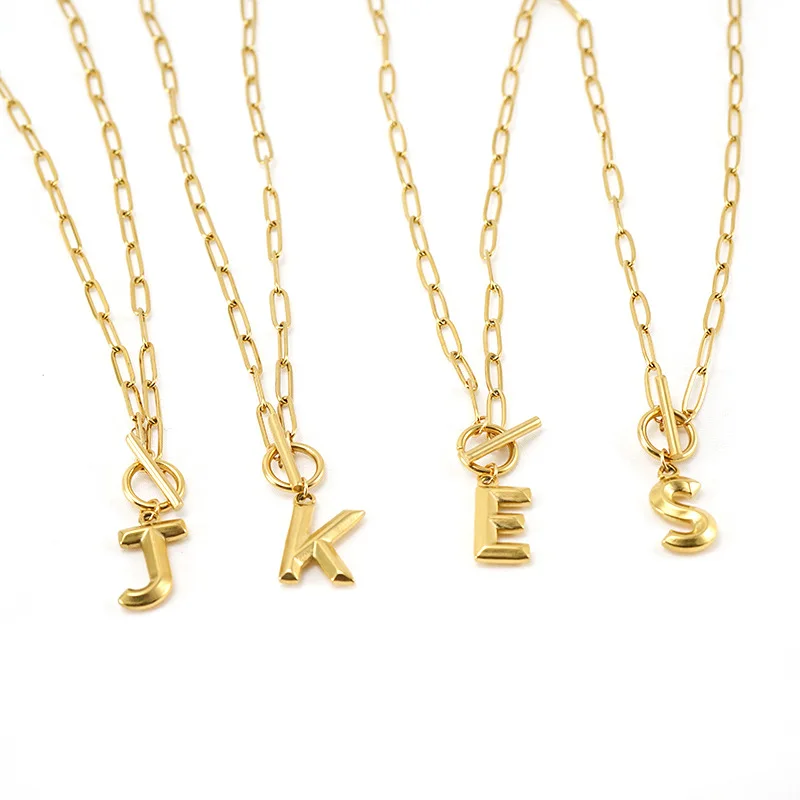 

Simple Stainless Steel Letter A-Z Initial Pendant Necklace For Women 18k Gold Plated Necklaces Jewelry Gifts