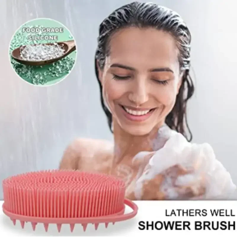 2 In 1 Silicone Shower Brush Scrubber Soft Silicone Scalp Massager Shampoo Brush Double-Sided Body Brush Foam Skin Clean Tool 6