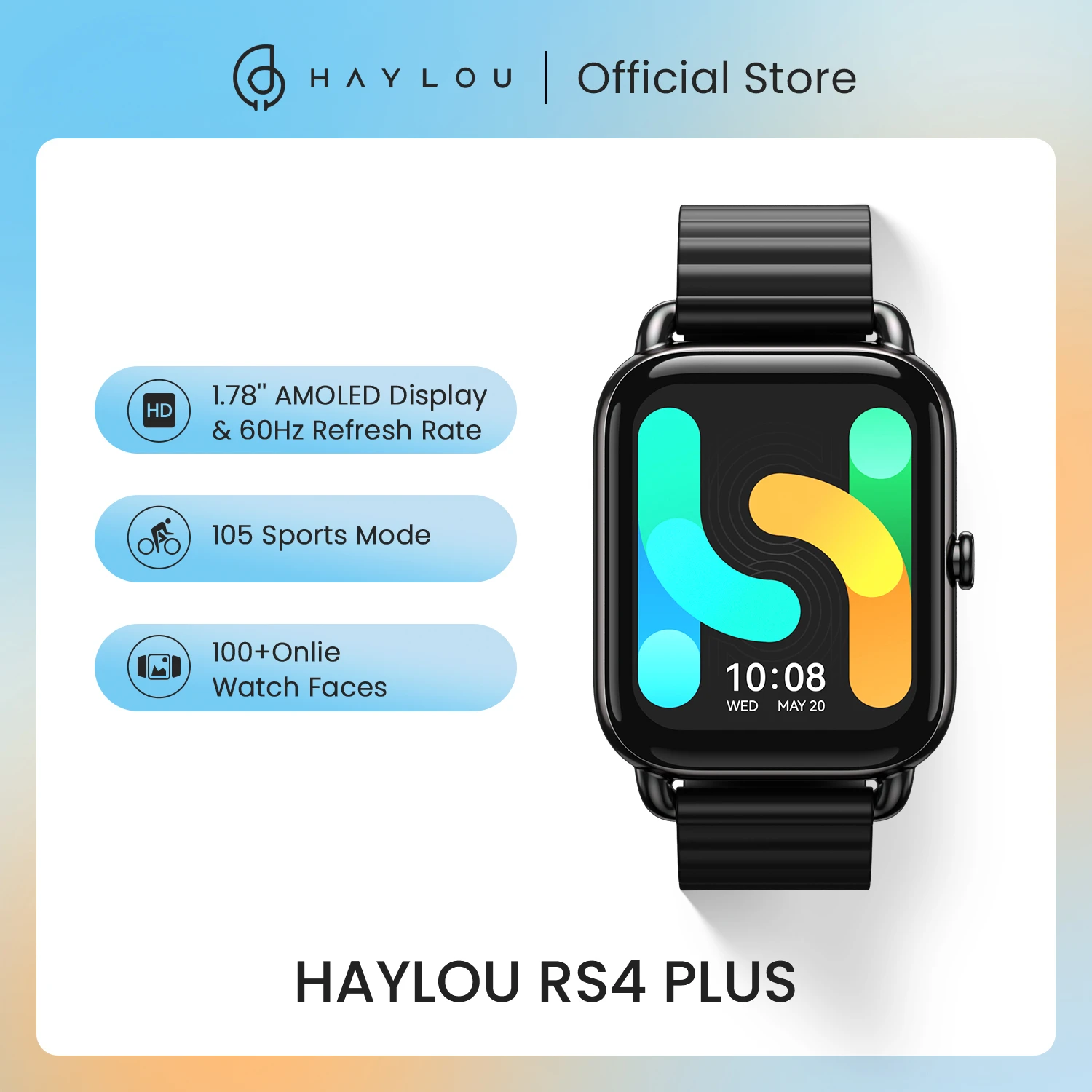 HAYLOU RS4 Plus Smartwatch 1.78'' AMOLED Display 105 Sports Modes 10-day Battery Life Smart Watch  for Men Smart Watch for Women