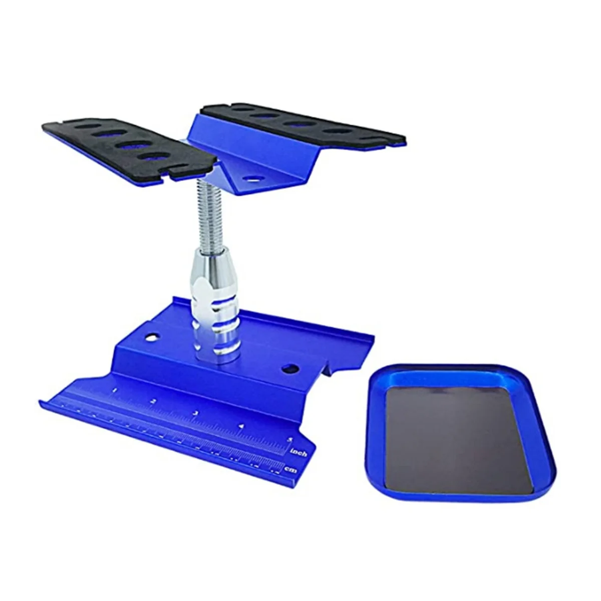 BAAU RC Car Work Stand Repair Workstation 360 Degree Rotation Lift Lowerw/Screw Tray for 1/10 1/8 -4 SCX10 D90 Blue