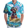 3D Full Print Hawaiian Dachshund Graphic Shirt For Men Summer Casual Button Up Surfing Beach Shirts Blusas Mens Oversize Tee Top 1