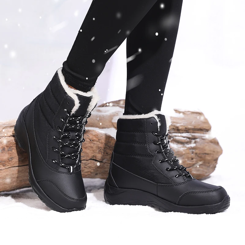 New Winter Women Boots High Quality Warm Snow Boots Lace-up Fashion Comfortable Ankle Boots Outdoor Waterproof Hiking Boots