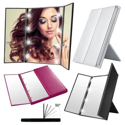 Three-face Folding Cosmetic Mirror Gift Three-fold Mirror Portable Vanity Mirror Desktop Folding LED Cosmetic Mirror