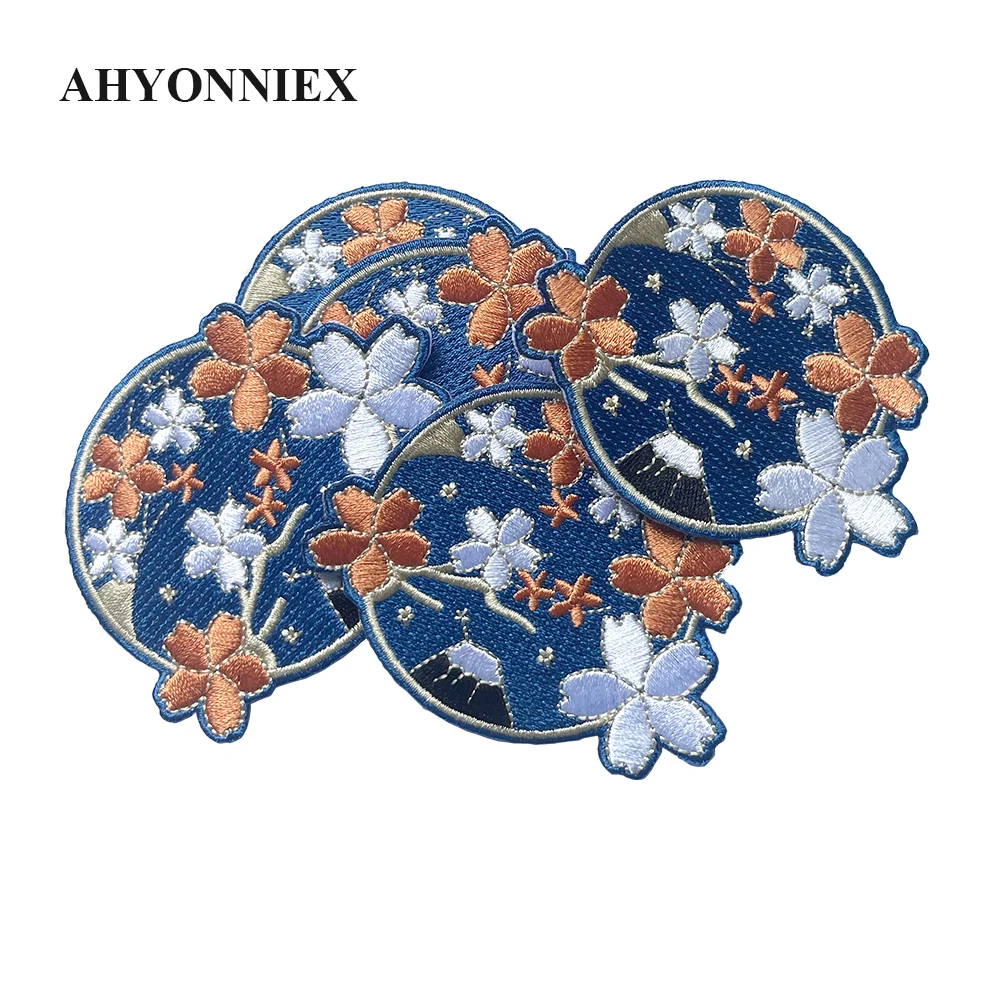 Japanische Art bestickte Mount Fuji Kirsch blume Patches Eisen auf Patch für Mantel Jeans Kleid Reisende Souvenir Accessoires – Detail 3