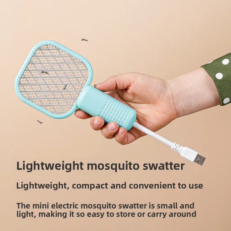 Summer Portable Electric Mosquito Swatter USB Mini Fly Bug Zapper UV Mosquito Killer Lamp for Outdoor Picnic Camping Hotel