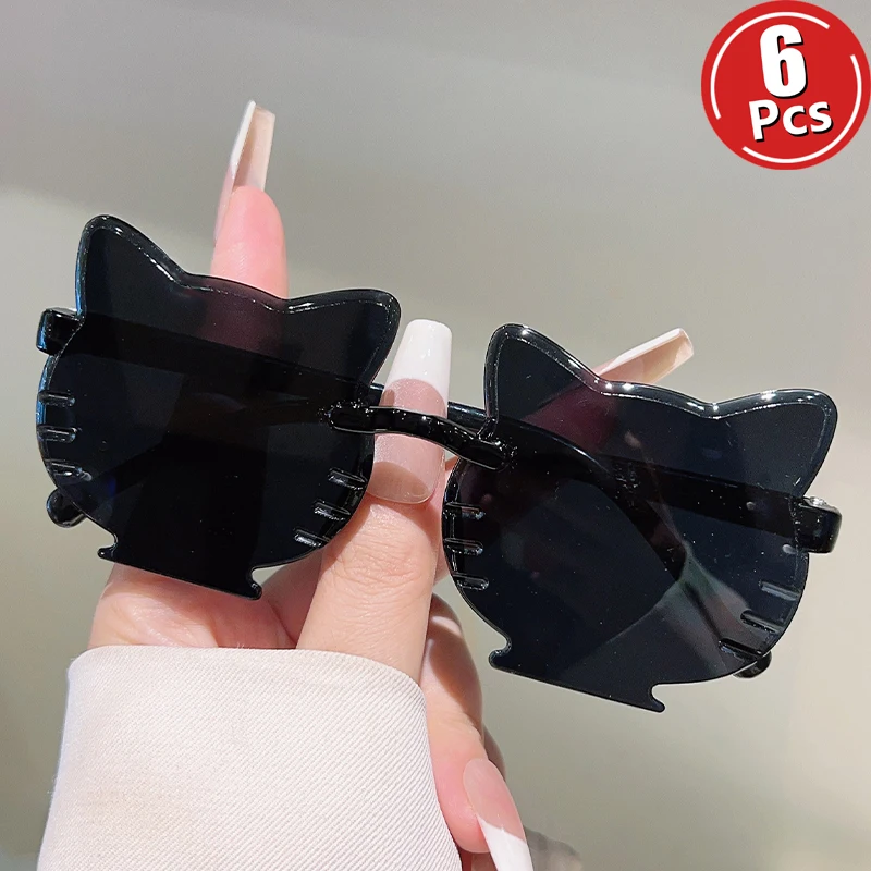1/6 Stück süße Katzen-Sonnenbrille für Kinder, 2025, neue mehrfarbige Farbtöne, trendiges, stilvolles Design, Farbverlauf, Bonbonfarben, Kinder-Sonnenbrille – Detail 8