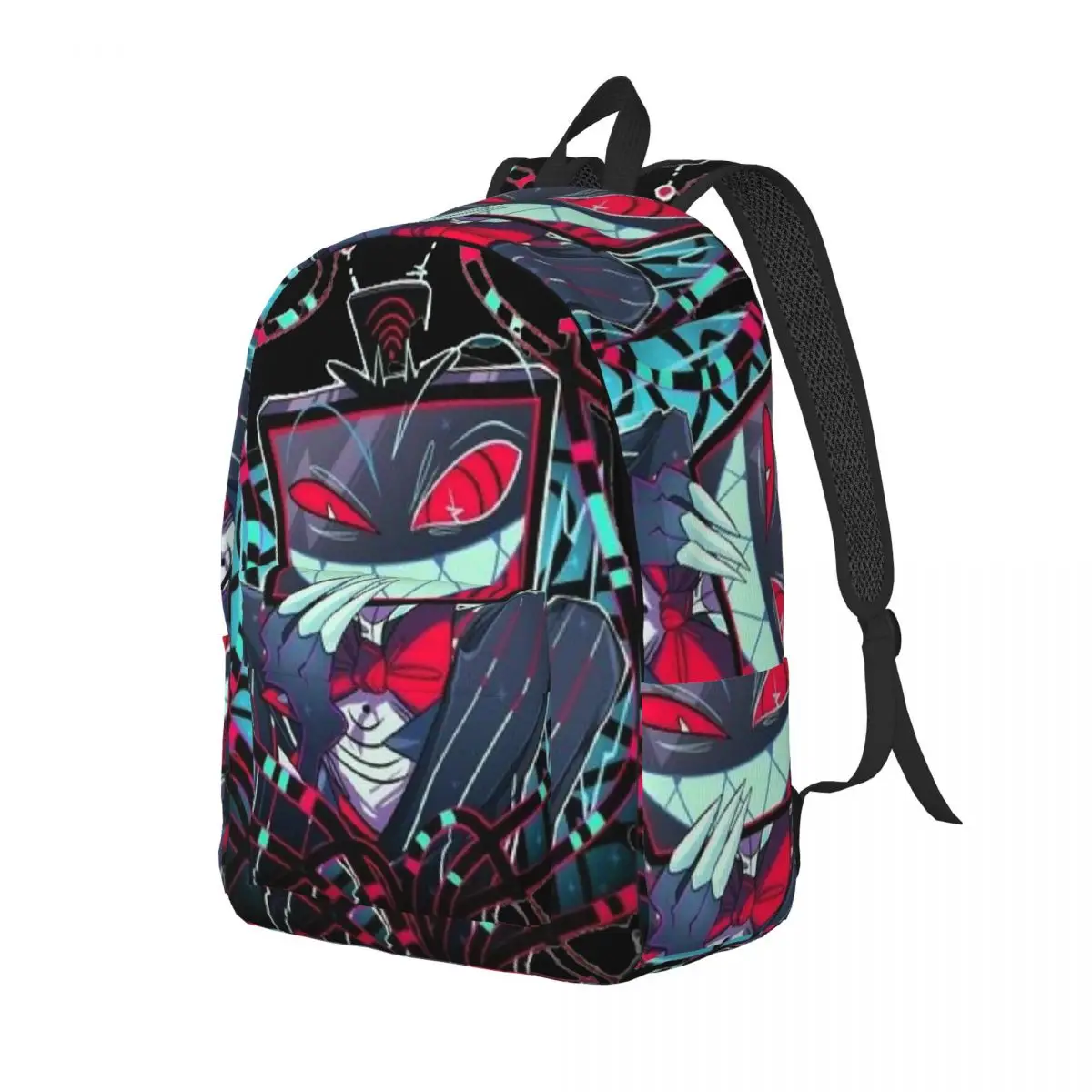 Chukamalilayi Hazbin Hotel rugzakkenset, 3-delig, Anime Alastor Charlie 3D bedrukt, schoolrugzak, etui, lunchtas voor scholieren, Type6