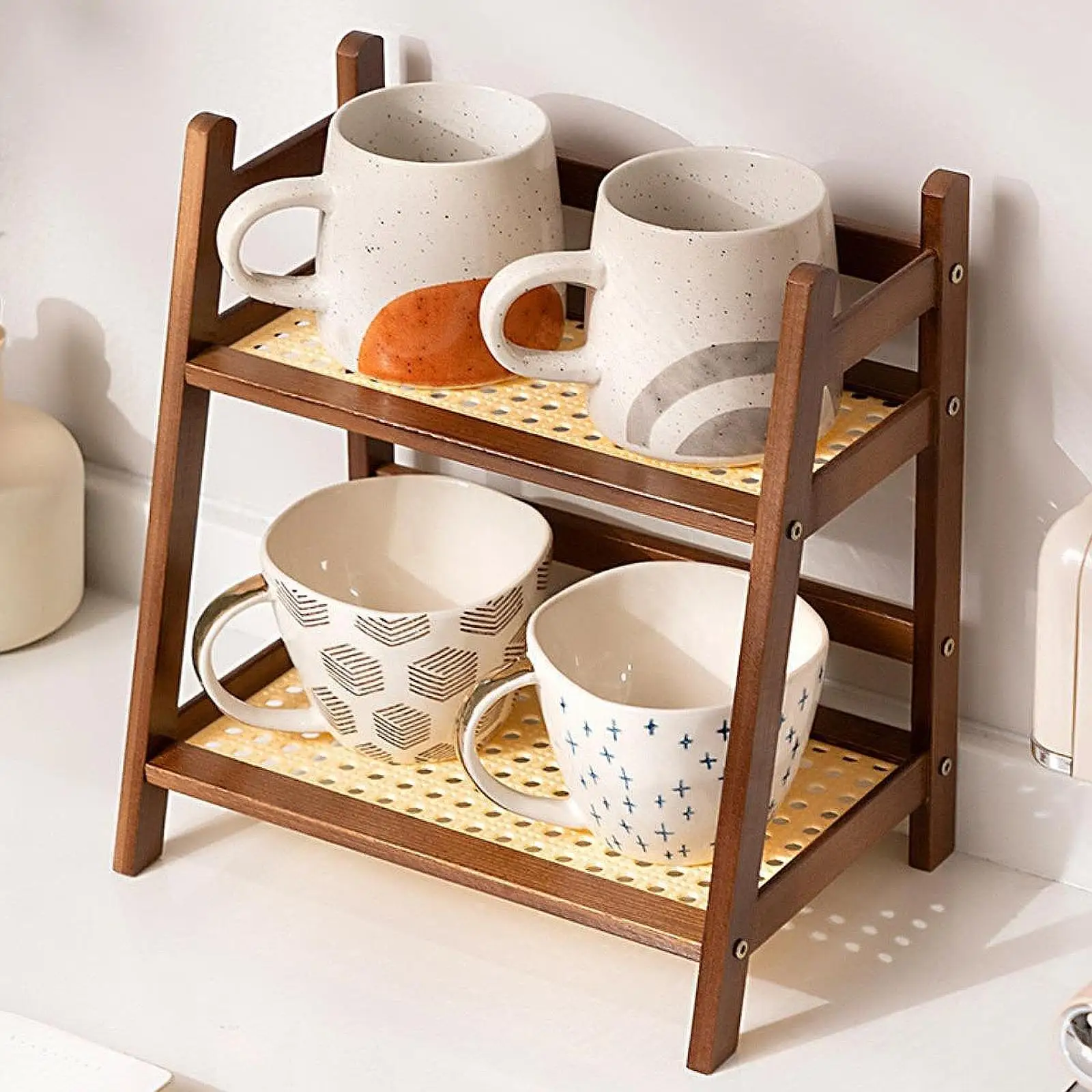 Coffee Cup Stand 2 Layer Minimalist Space Saving Bathroom Coffee Cup Holder 2
