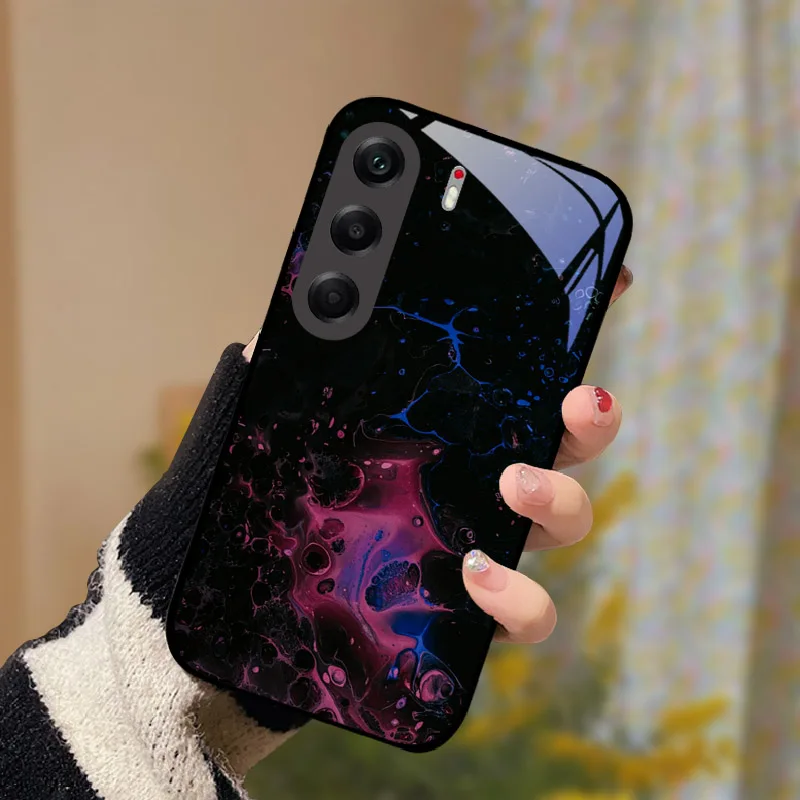 Shockproof Tempered Glass Back Phone Case with Hard Shell Coque