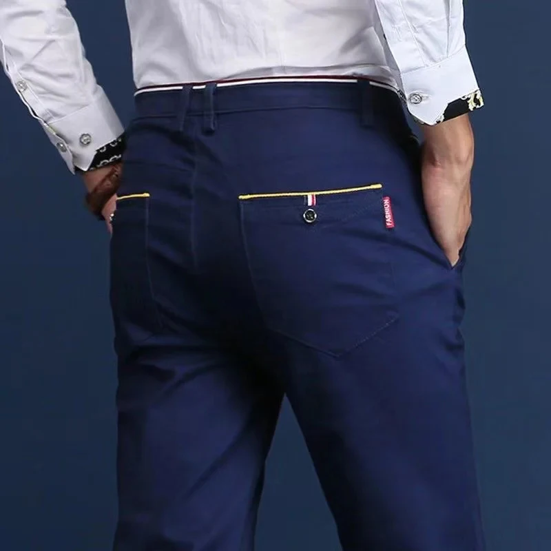 6 Colors Fashion Mens Slim Fit Casual Pants Korea Style Business Work Trousers All-match Mens Midwaist Straight Casual Pants 6