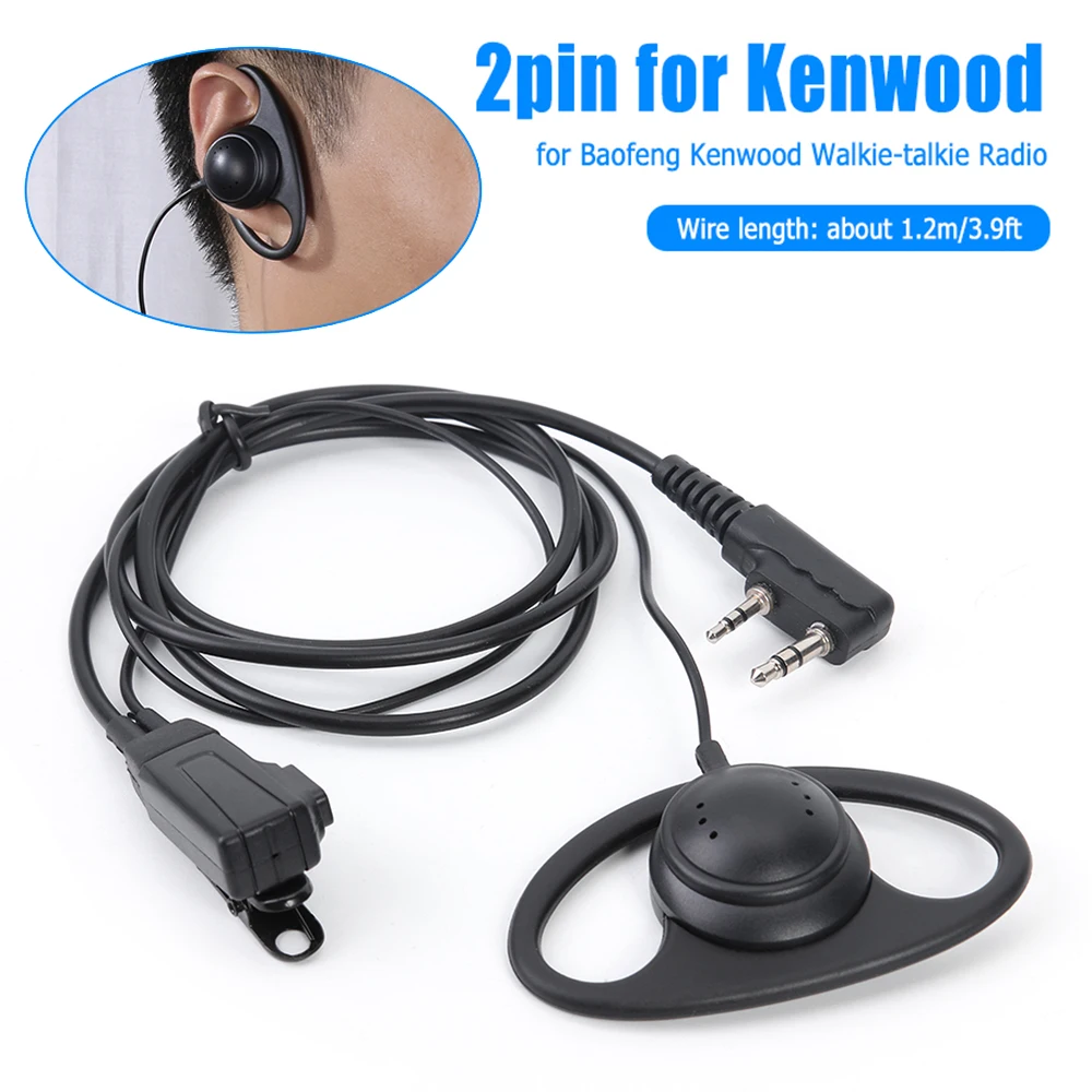 D Shape 2Pin K Head PPT Earpiece Headset Anti Noise for Baofeng Kenwood Catering Hotels Outdoor