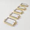 FUWO Wholesale 5Pc Natural Clear Quartz Connector, Golden Plated Square Crystal Accessories For Jewelry Making 5Pcs/Lot PD443 2
