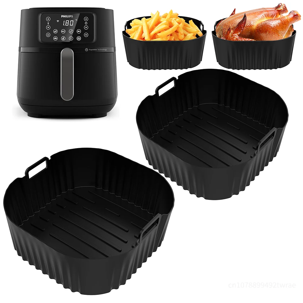 21.7cm Square Air Fryer Mold Air Fryer Basket For Philips HD9285-90 7.2L and Other 4-6QT AirFryer Reusable Accessories air fryer accessories,air fryer mold,air fryer basket