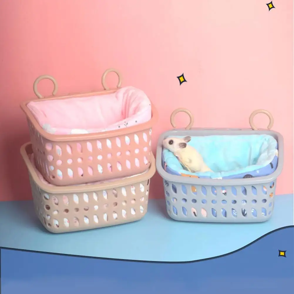 Hammock Plush Bed For Hamster House Nest Sleeping Bag Hanging Tree Beds Guinea Pig 1set Basket and Blanket pet sleeping bed pet hammock