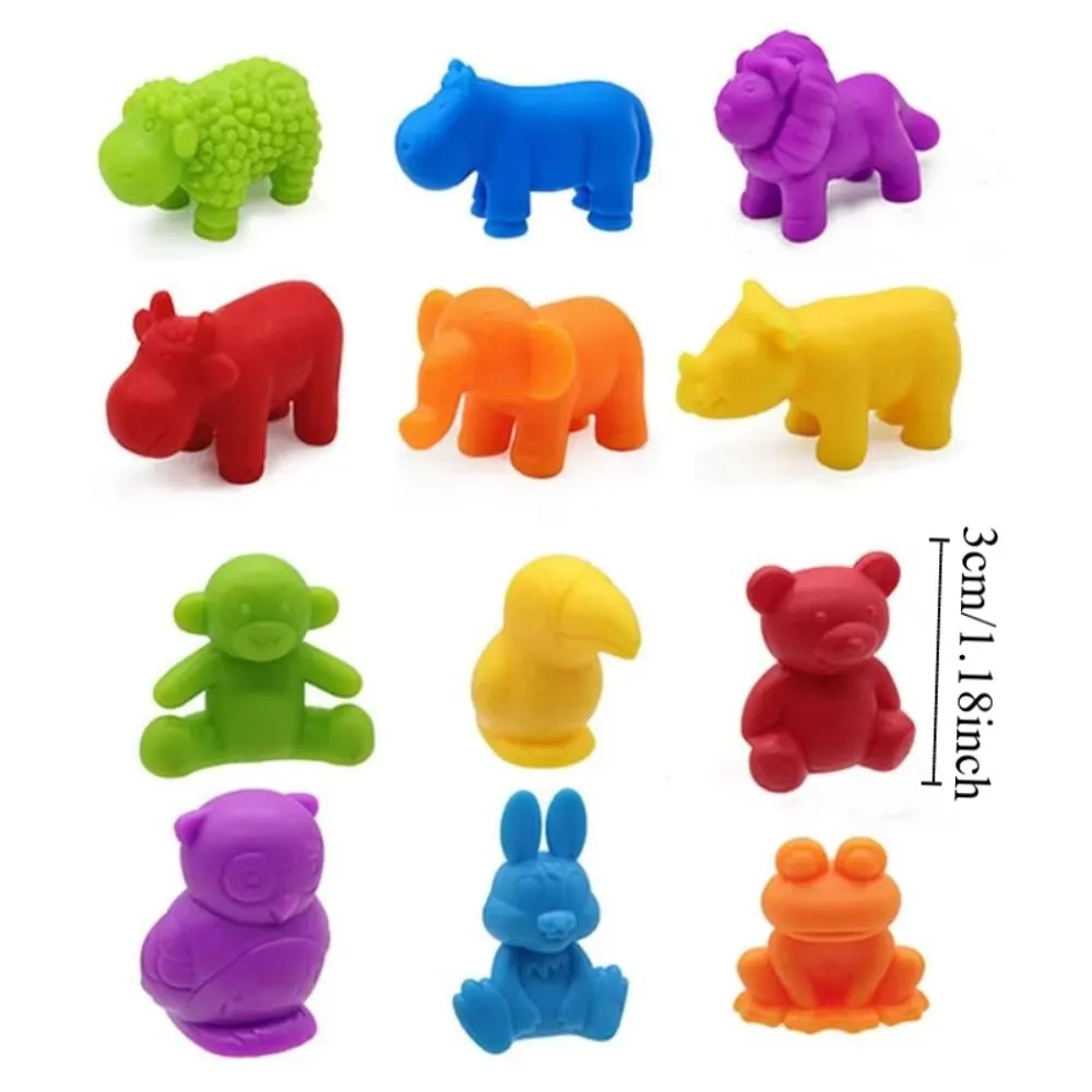 Plastic Sorting Game Animal Puzzle with Rainbow Bowls Montessori Dinosaur Color Matching Game Early Educational Sensory Toys