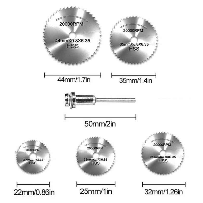 Circular Saw Blade 6Pcs/set 1/8" HSS High Speed Steel Circular Saw Blades For Dremel Rotary Tool W/ Shank Hss Cutting Disc Wood Plastic Aluminum circular saw blade
