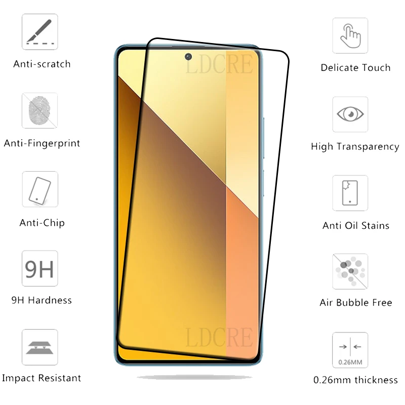4-Pack Tempered Glass Screen Protector with Full Cover Glue and 9H Hardness
