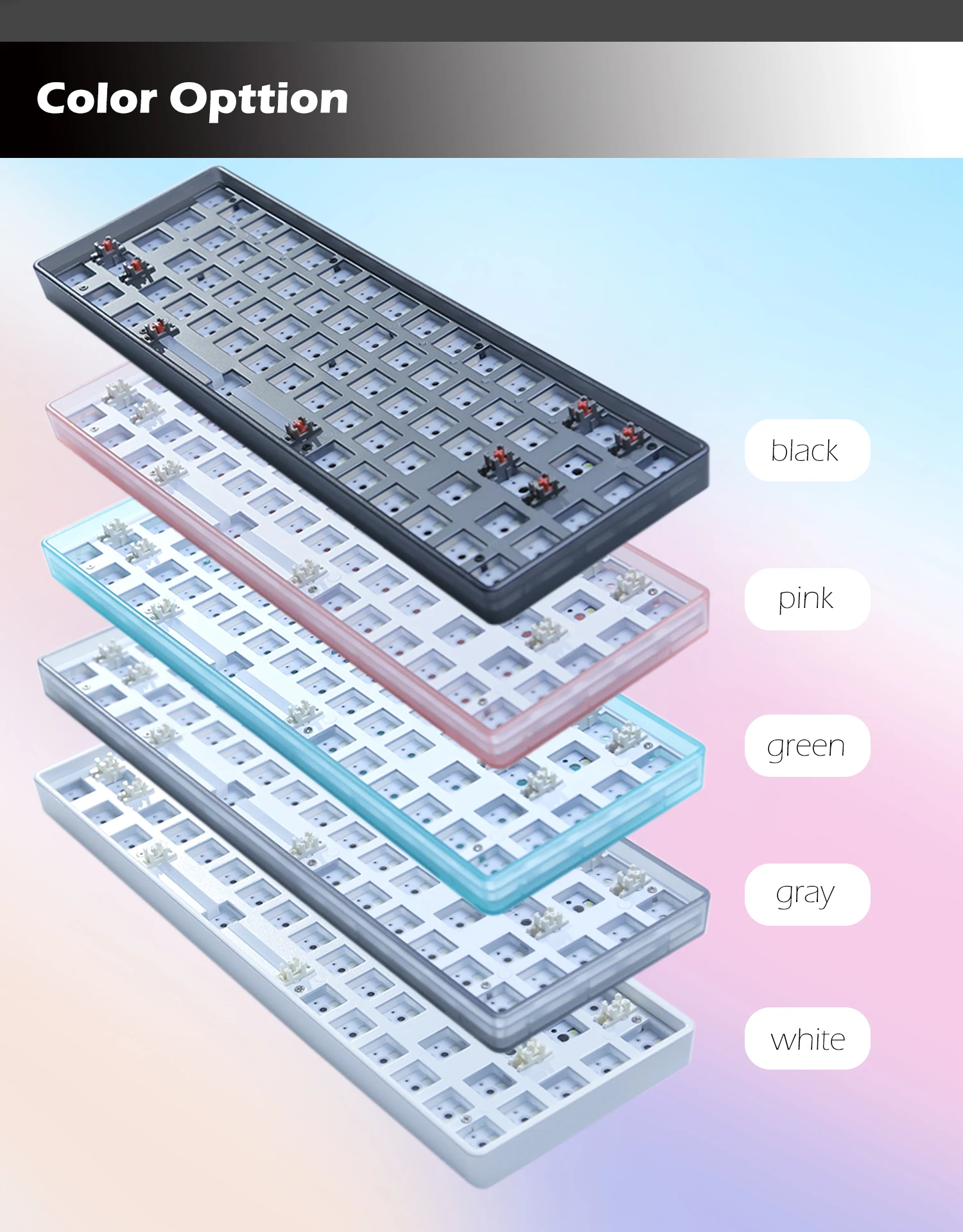 Anfänger 68key 3-Modus Hot Swap Weißlicht mechanisches Tastatur-Kit 2,4 GHz drahtloser Bluetooth-kompatibler 3/5-Pin-Schalter