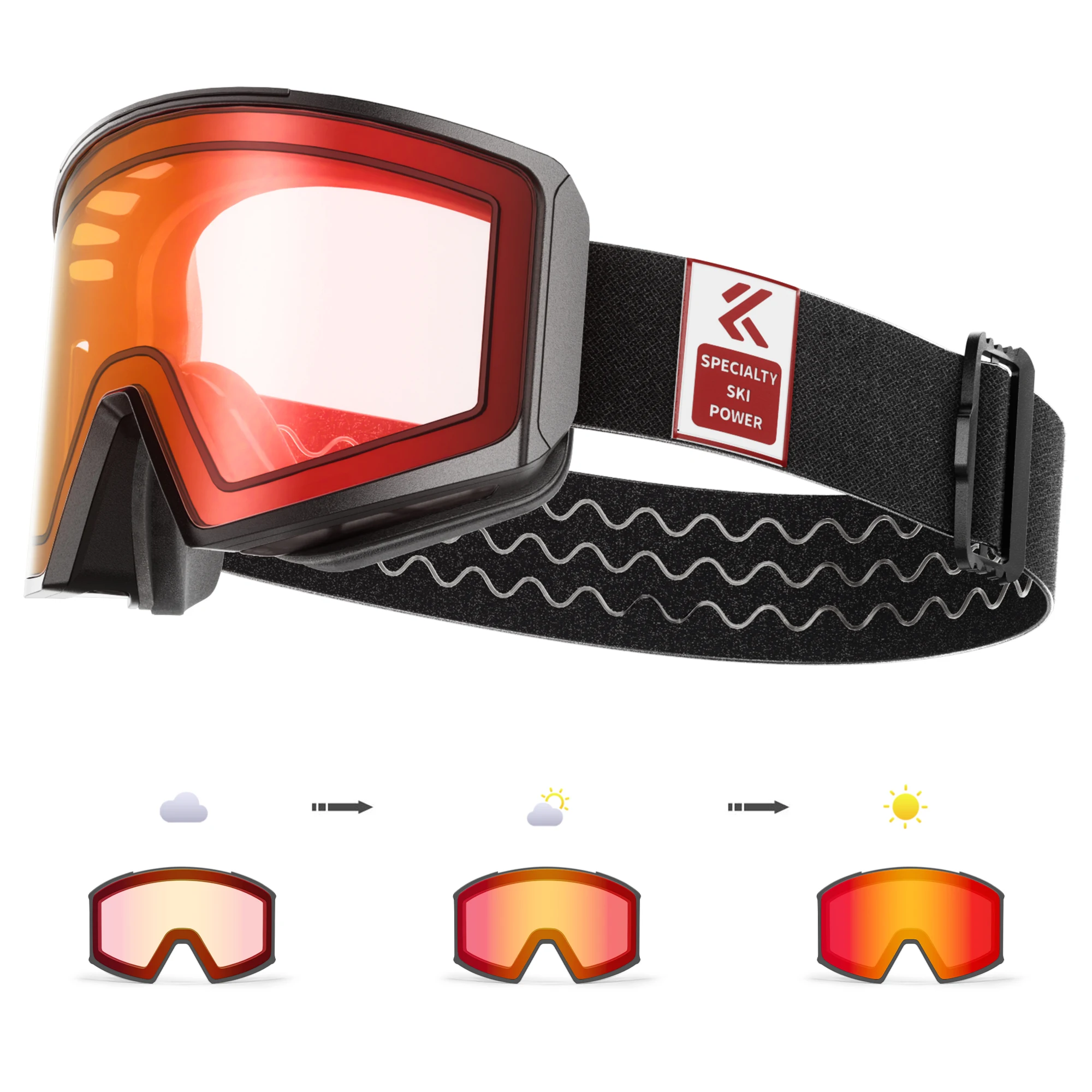 Ski Goggles Magnetic Double Layer Anti-fog Photochromic UV400 Snow Sunglasses