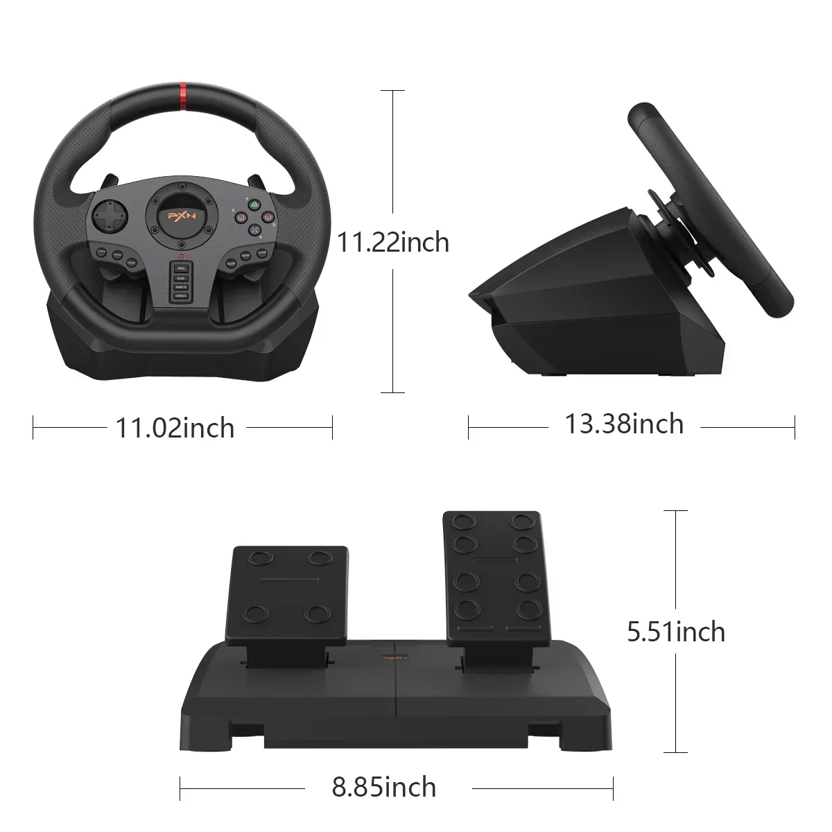 PXN V900 게임용 스티어링 휠 레이싱 휠, Simracing 6 in 1, PS4, PS3, Xbox one, Xbox 시리즈 S & X, 닌텐도 스위치 윈도우 PC 선물