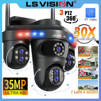 LS VISION 10XZoom 4 Screens WiFi IP Camera Outdoor 35MP 7 Lenses Video Surveillance Three 360 PTZ Auto Tracking Security Cameras 1