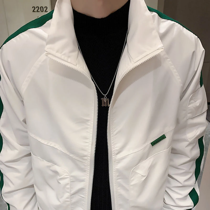 Autumn Winter Loose Casual Patchwork Jacket Hombre Turn Down Collar Zipper Coat Male Fashion All-match Cardigan Outwear Top Men