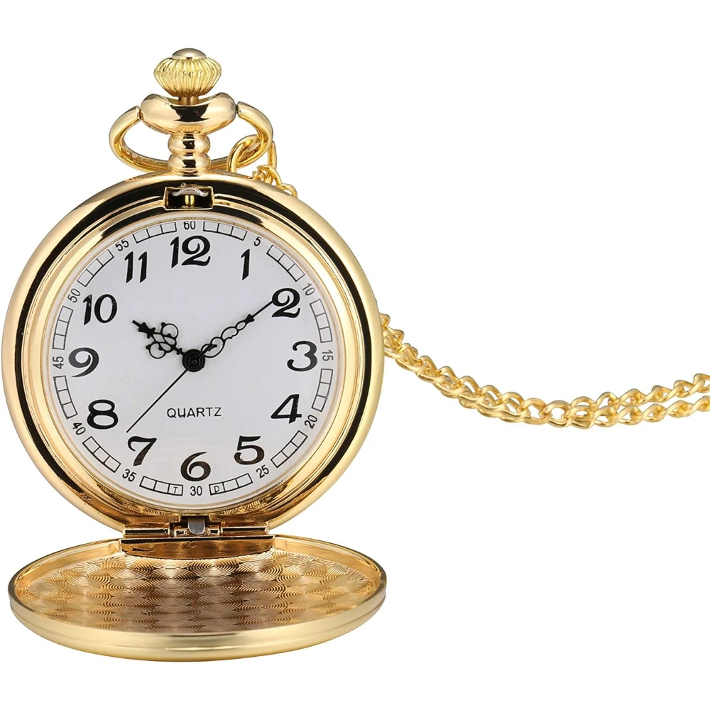 цена I-MART Smooth Vintage Pocket Watch with Chain (Gold)