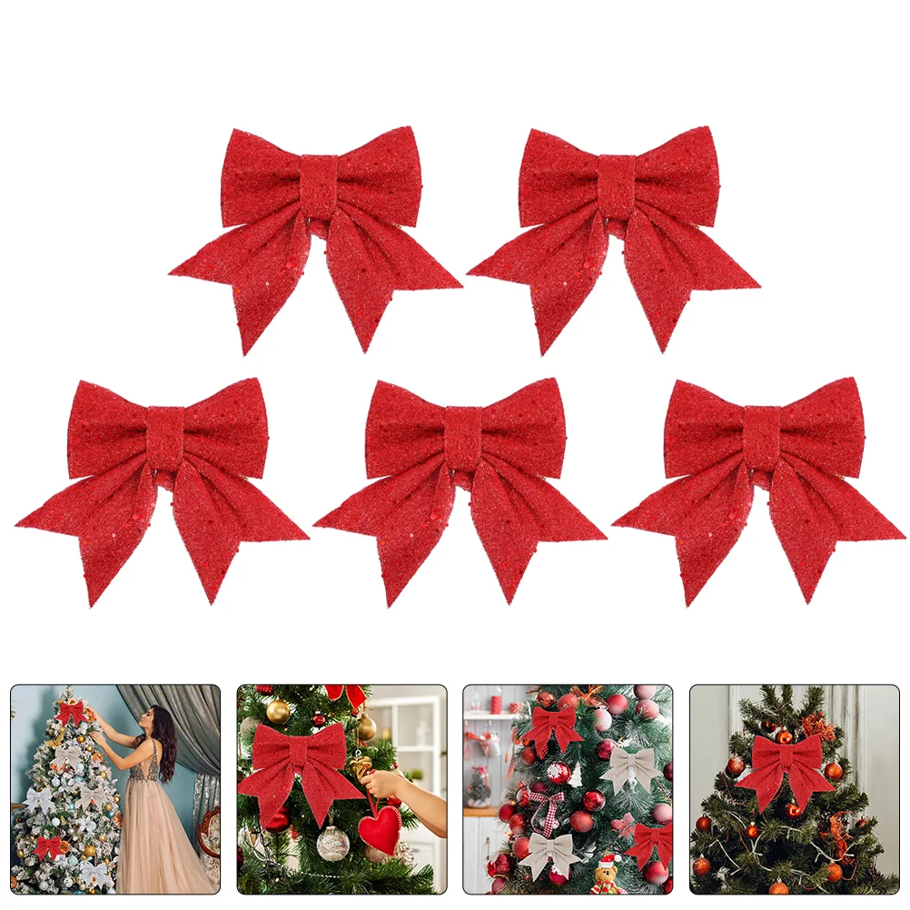 

5 Pcs Bow Decoration Ornaments Christmas Trees Decorations Indoor Pearl Cotton Wreath