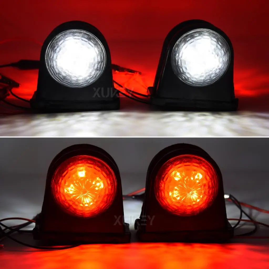 8LED Clearance Elbow Rubber Light 2X Trailer Truck Position Parking Outline 12V 24V Side Marker Lights White Red Rear Lamps