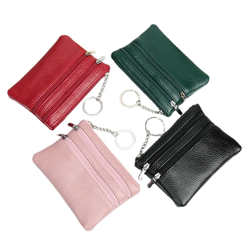 Fashion PU Leather Women's Wallet Purse Two/Three Zippers Coin Purse Coin Wallet Keychain Card Holder Change Purses