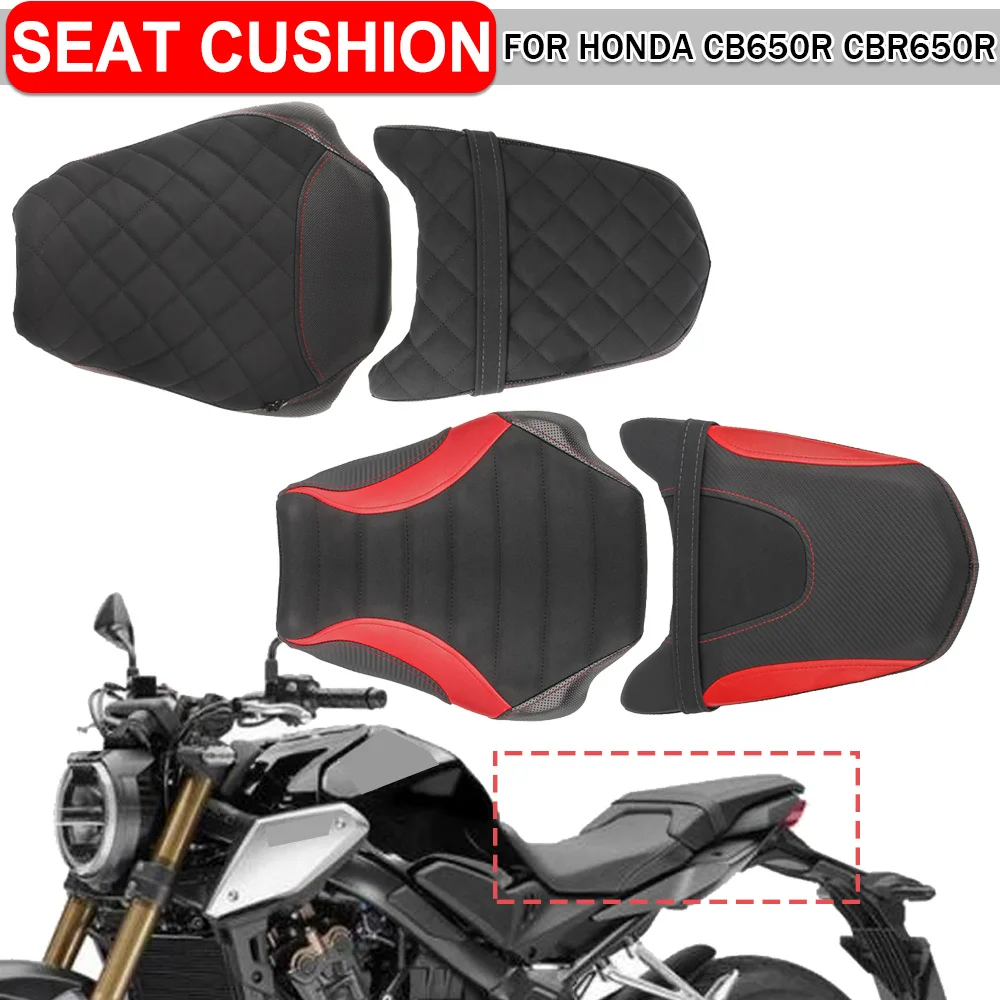 

For Honda CB650R 2019 2020 2021 2022 2023 CBR650R Motorcycle Front Rear Seat Cushions Driver Passenger Solo Seat Cushion Pad