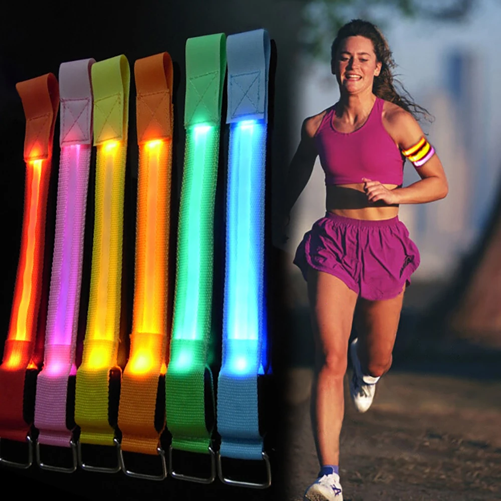 

LED Flashing Wrist Band Bracelet Luminous Arm Band Belt Safety Band for Cycling Skating Party Shooting Night Glowing Light Props